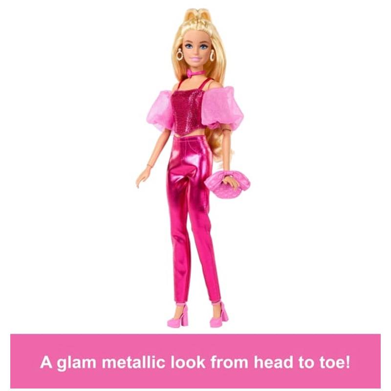 Barbie Muñeca Deluxe con Vestido Rosa Metálico - Imagen 1