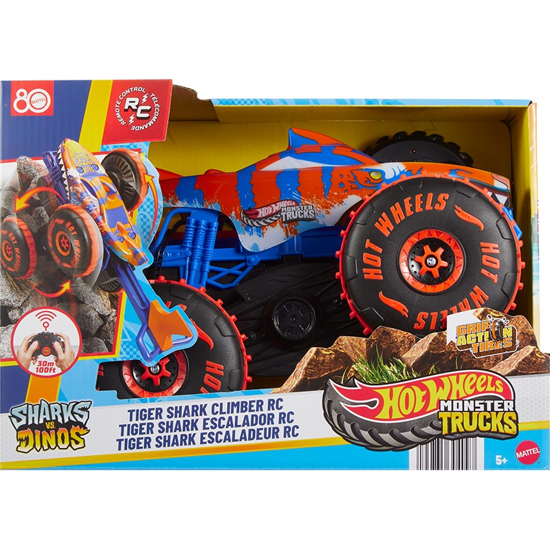 Hot Wheels Carro Monster Trucks Tiger Shark Escalador RC - Imagem 4
