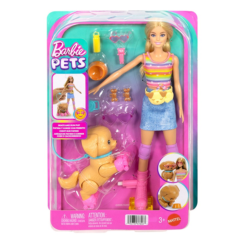 Barbie Muñeca Patina y Corre con Perrito - Imagen 5