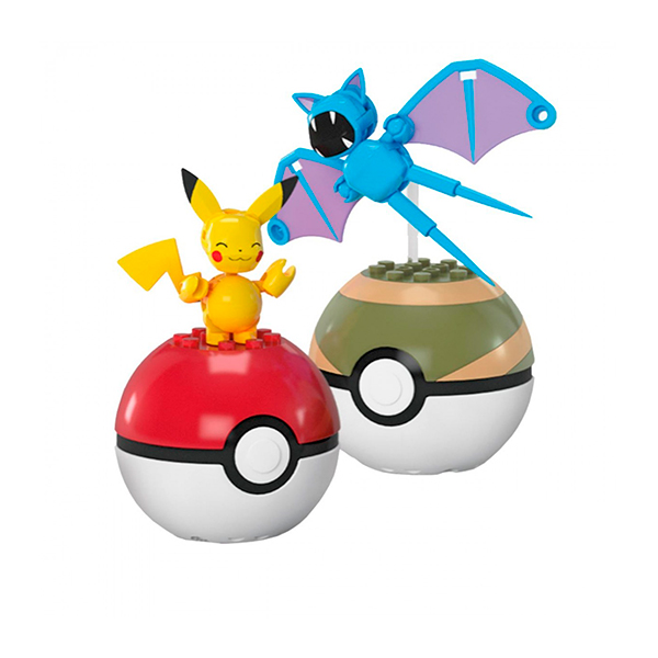 Mega Bloks Pokémon Pack 2 Pokeballs Pikachu e Zubat - Imagem 1