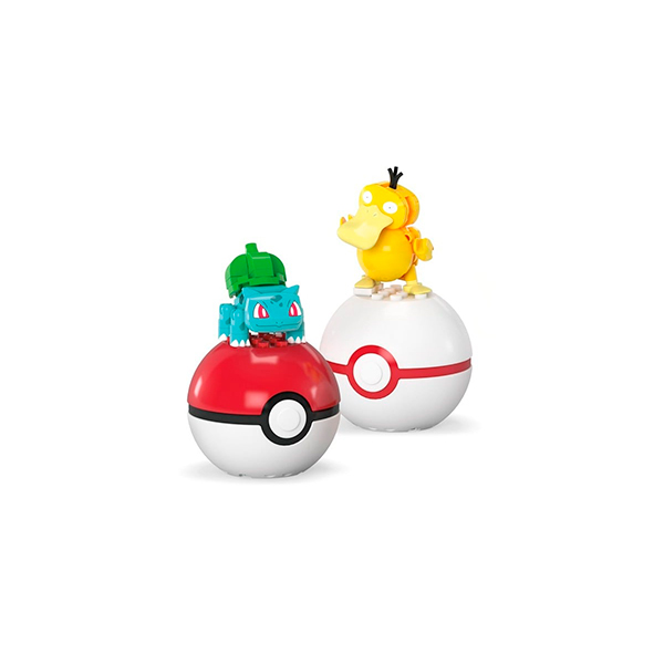 Mega Bloks Pokémon Pack 2 Pokeballs Bulbasaur e Psyduck - Imagem 1