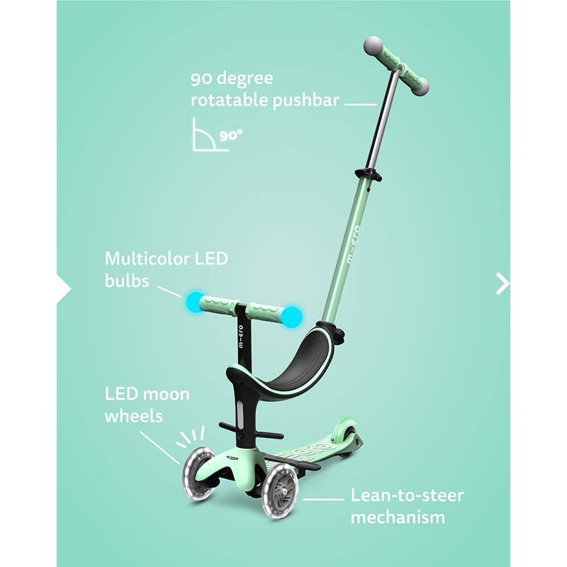 MICRO Patinete Infantil Mini2Grow Magic Led Menta - Imagem 2