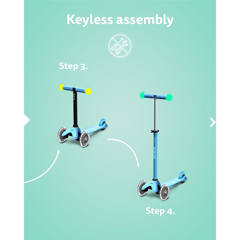 MICRO Patinete Infantil Mini2Grow Magic Led Azul - Imagem 2