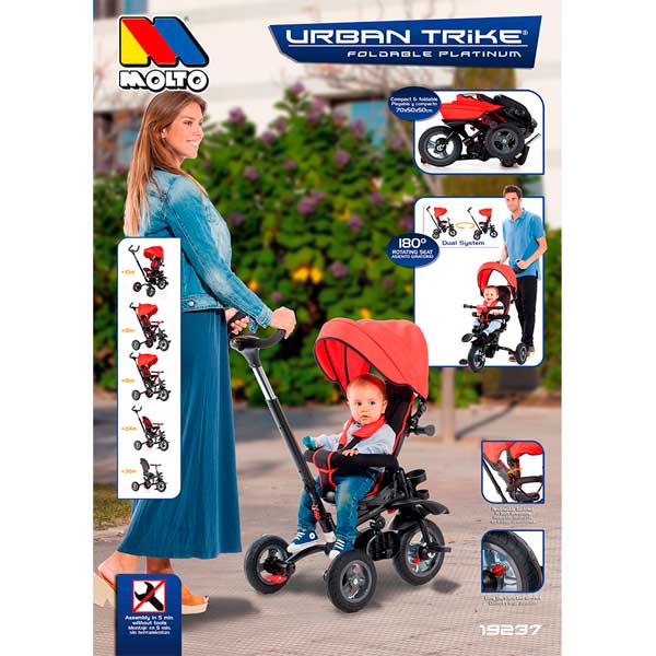 Molto Triciclo Infantil Plegable Urban Trike Rojo - Imagen 7