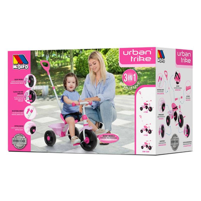 Molto Urban Trike Triciclo infantil 3 em 1 rodas silenciosas rosa - Imagem 2