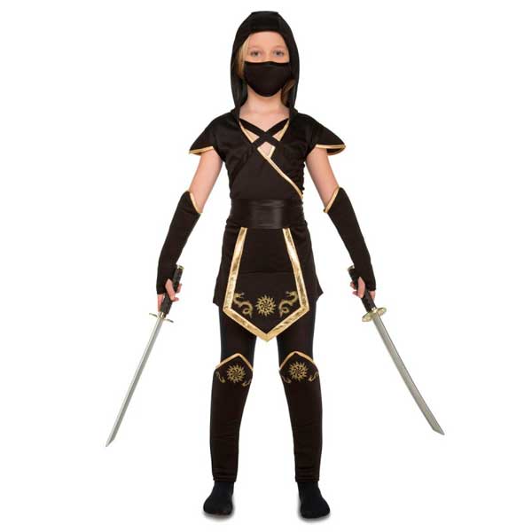 Disfressa Ninja Negre Daurat Infantil 10-12 anys - Imatge 1