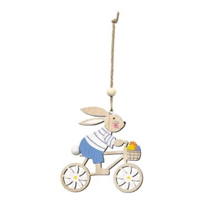 Colgante Conejo en Bicicleta de Madera