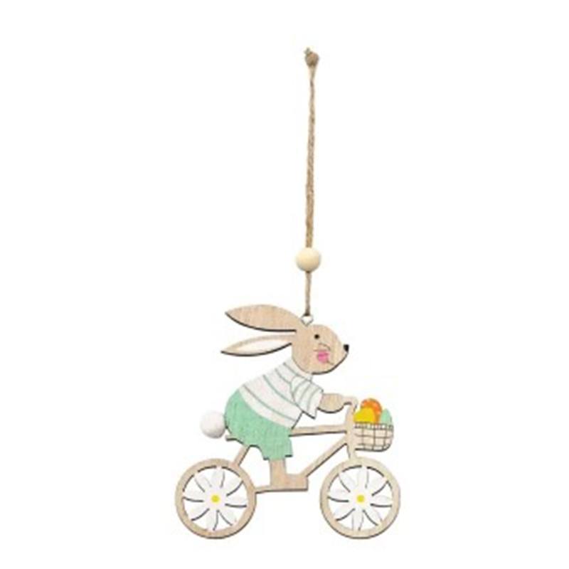 Colgante Conejo en Bicicleta de Madera - Imagen 1