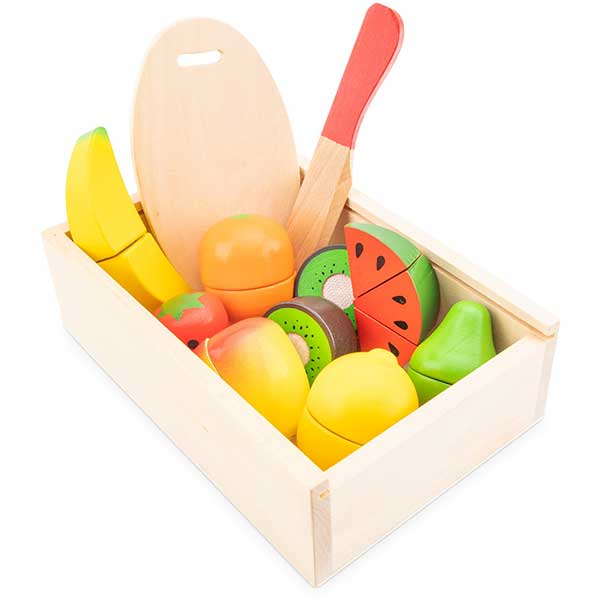 Cesta con 24 frutas y verduras de madera - Janod