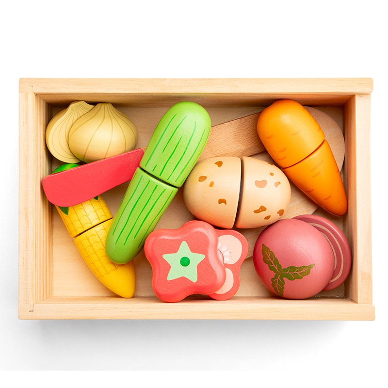Juego Caja de Vegetales de Madera para Cortar - Imagen 3