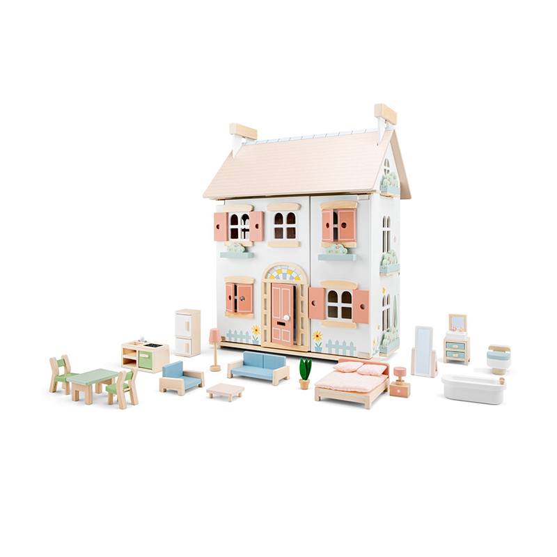 Casa de Muñecas de Madera con Muebles