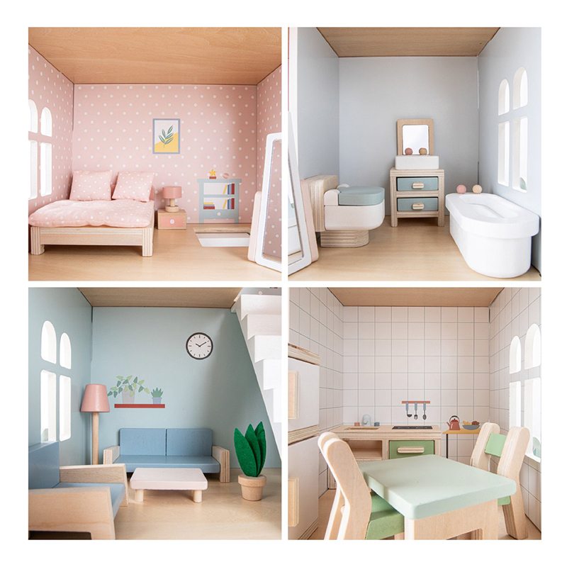 Casa de Muñecas de Madera con Muebles - Imagen 6