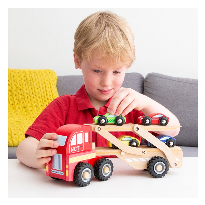 Camión Portacoches de Madera con 4 Vehículos - Imagen 3