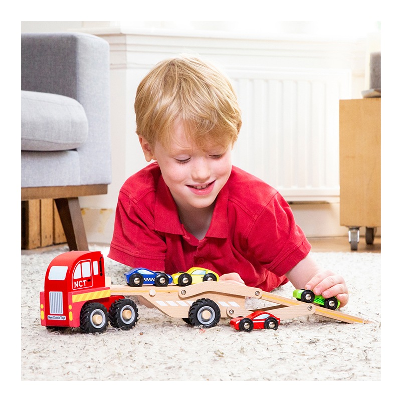 Camión Portacoches de Madera con 4 Vehículos - Imagen 4