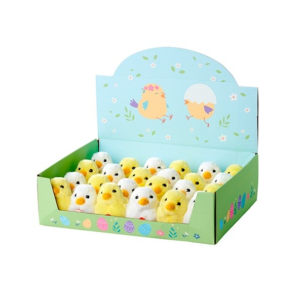 Peluche Pollito Blanco-Amarillo con Sonidos