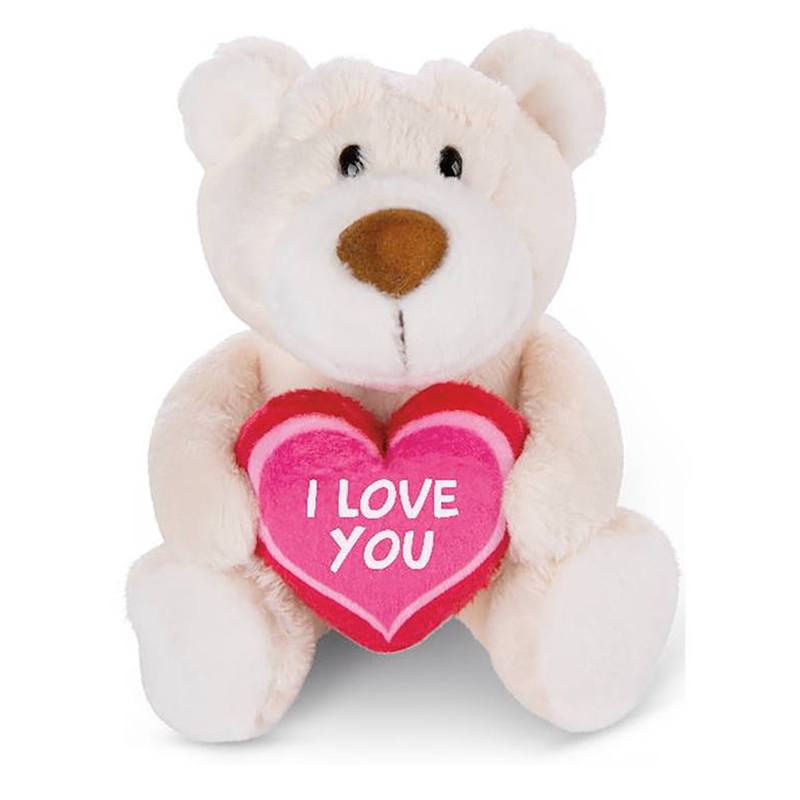 Ursinho de Peluche Cor Creme com Coração Love You 15cm