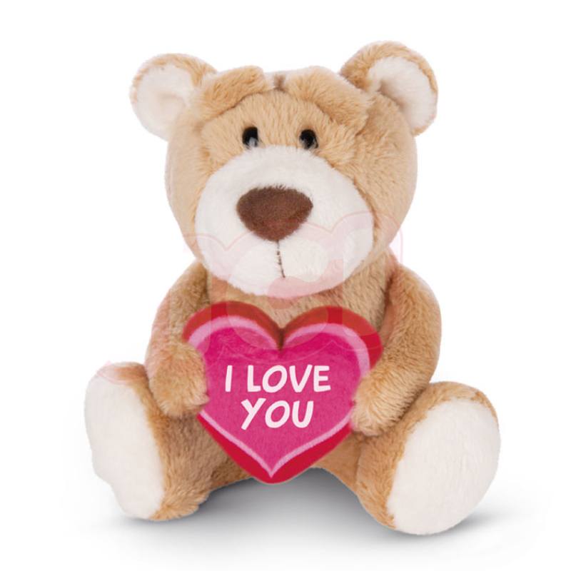 Pelúcia Urso Creme com Coração I Love You 15cm