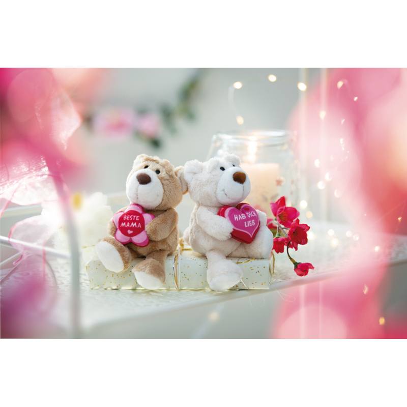 Pelúcia Urso Creme com Coração I Love You 15cm - Imagem 2