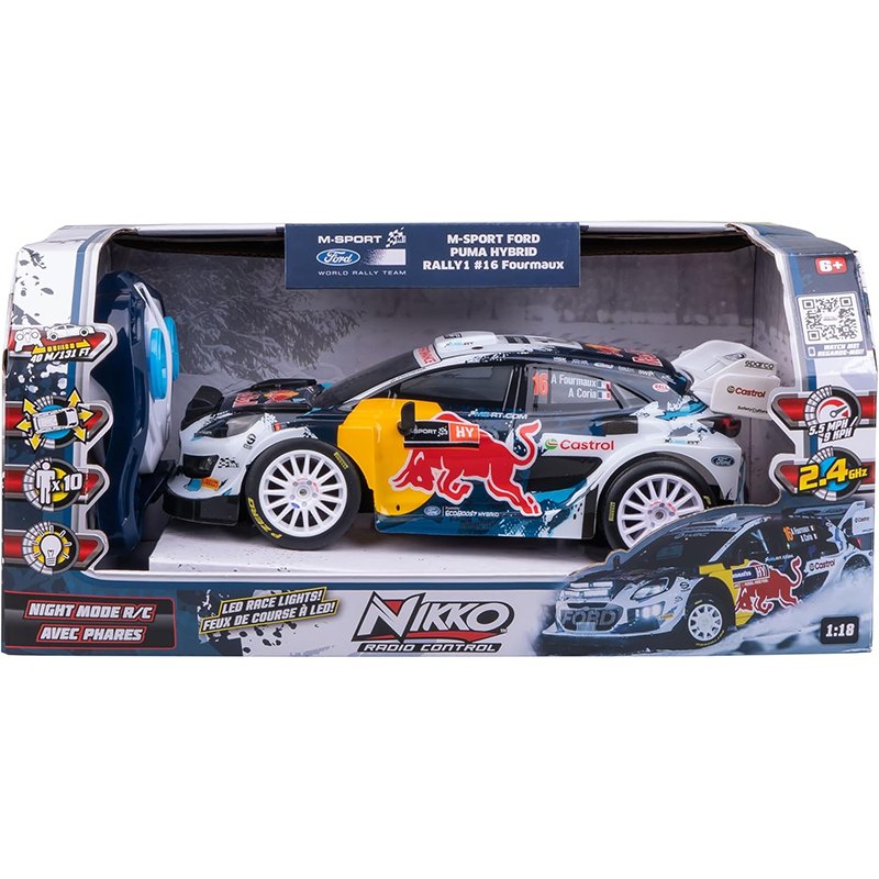 Nikko Coche Ford Puma Rally Red Bull Hybrid RC 1:18 - Imagen 1