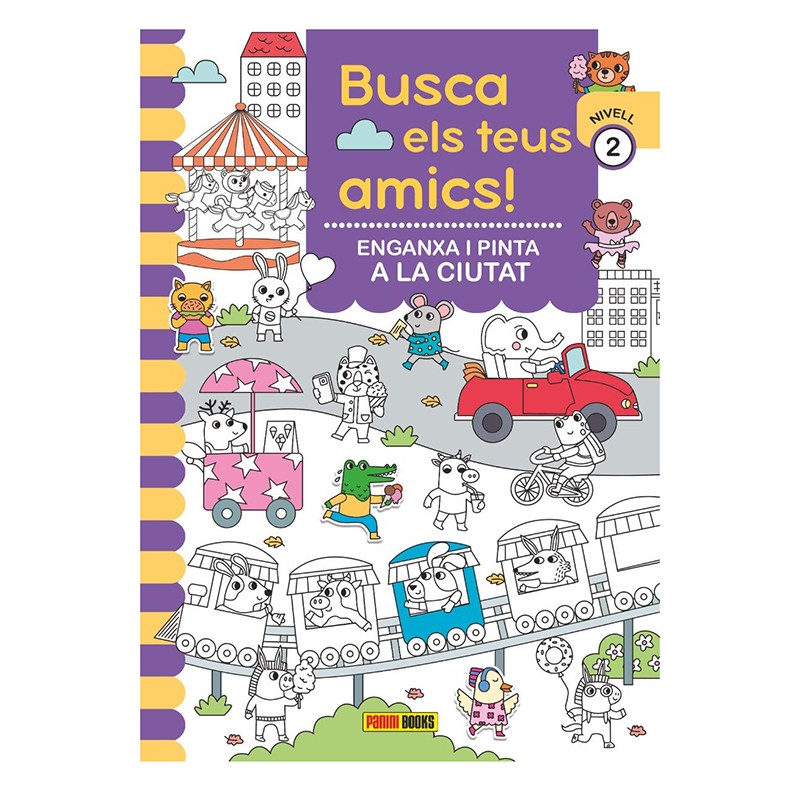Libro Infantil Busca els teus Amics Enganxa i Pinta a la Ciutat - Catalán