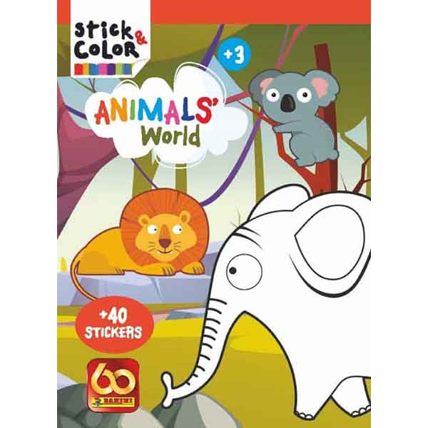 Book Stick & Color Animals World - Imagem 1