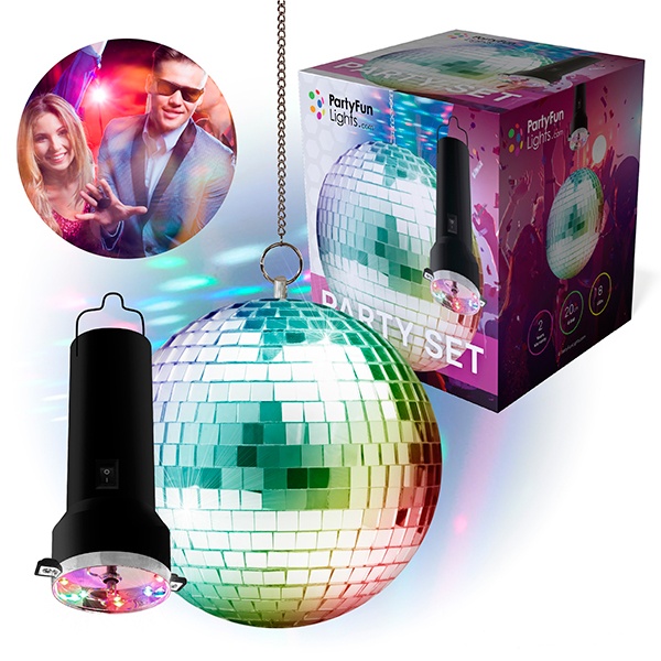 PartyFunLights Disco Ball Multicolor LED e Motor 20cm - Imagem 1