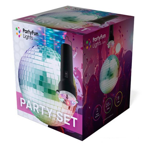 PartyFunLights Bola Discoteca Multicolor LED i Motor 20cm - Imatge 