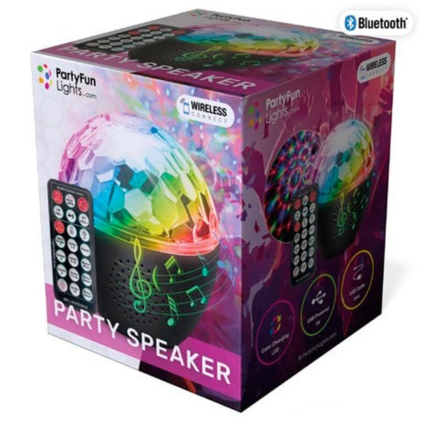 PartyFunLights Alto-falante sem fio Disco com projetor, efeitos de luz e controle remoto - Imagem 1