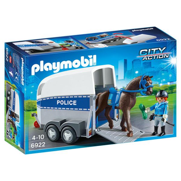 Playmobil 6922 City Action Policial Com Cavalo E Trailer - Imagem 1