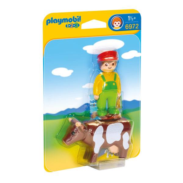 Playmobil 6972 1.2.3 Fazendeiro Com Vaca - Imagem 1