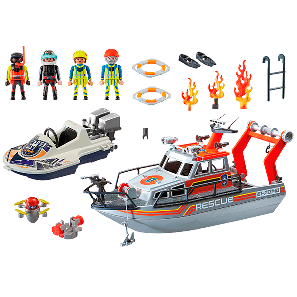 Playmobil 70140 Rescate Marítimo: Lucha contra Incendios con Yate de Rescate - Imagen 1