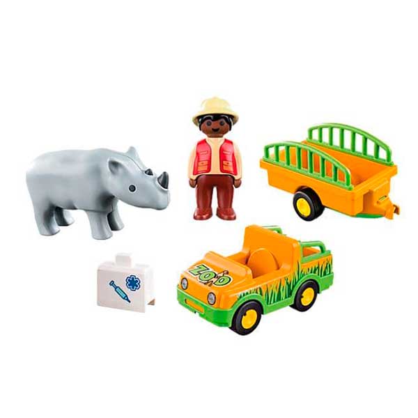 Playmobil 70182: Vehículo Zoo y Rinoceronte - Imagen 1