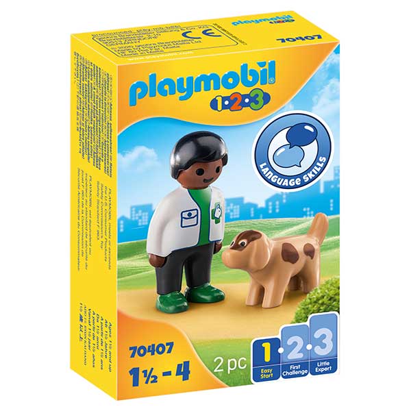 Playmobil 70407 1.2.3 Veterinário com Cão - Imagem 1