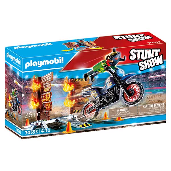 Playmobil 70553 Stuntshow Moto con muro de fuego - Imagen 1