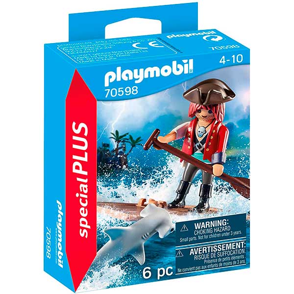 Playmobil 70598 Pirata con balsa y tiburón martillo - Imagen 1