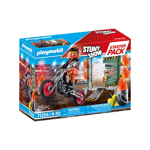 Playmobil 71256 Stuntshow Starter Pack Stuntshow Moto con pared de fuego - Imagen 1