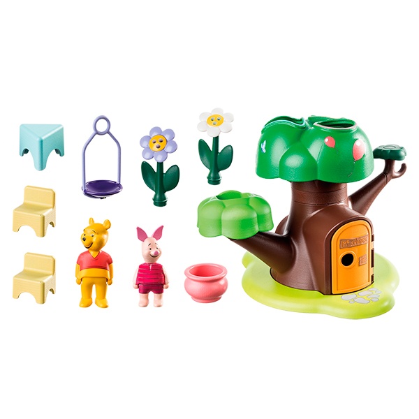 Playmobil 1.2.3 Disney: Ursinho Pooh e Casa na Árvore do Leitão - Imagem 1