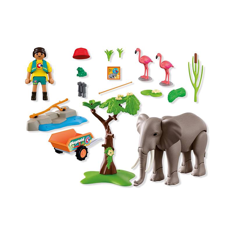 Playmobil Animals and Friends 72068 - Elefante com Cuidador - Imagem 1