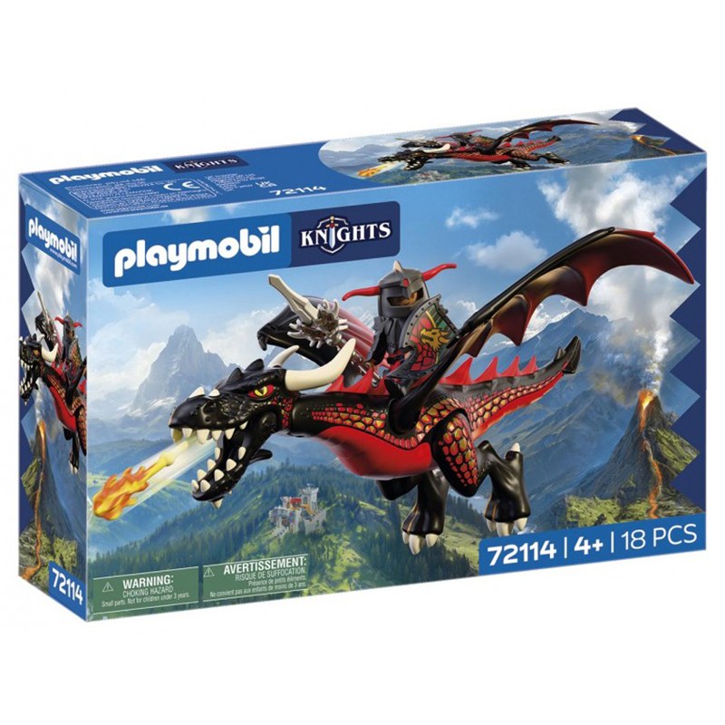 Playmobil Knights 72114 - Caballero del Dragón y Dragón Negro
