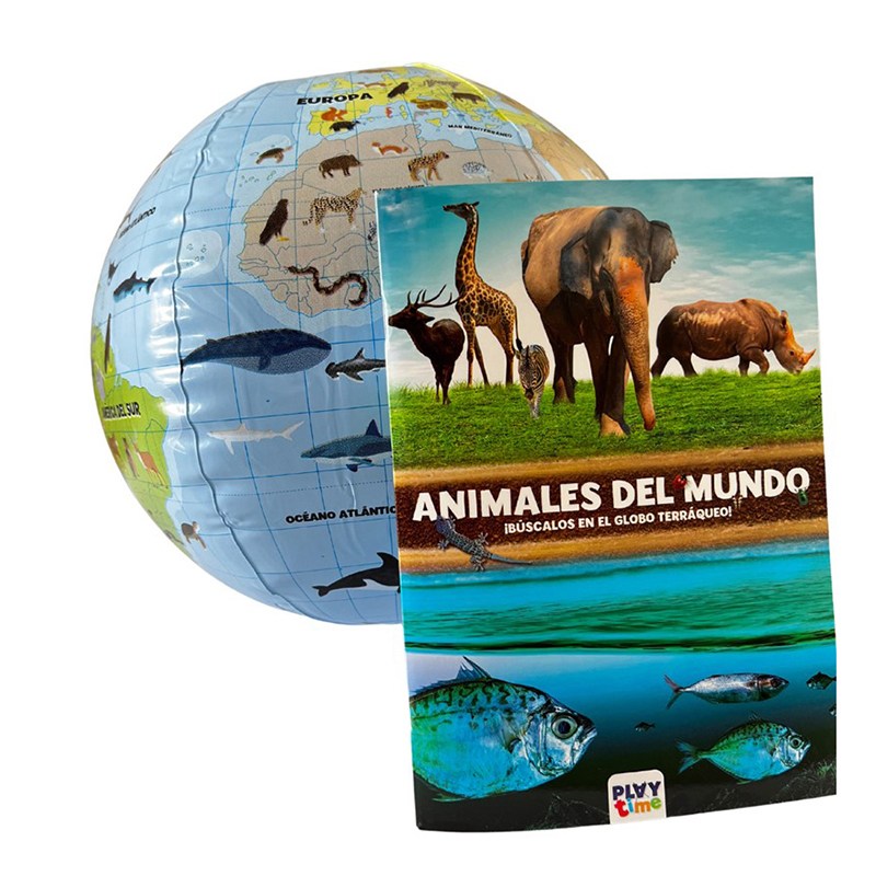 Kit Globo Terráqueo Hinchable el Mundo de los Animales - Imagen 1