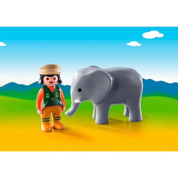 Playmobil 9381 1.2.3 Cuidador Com Elefante - Imagem 2