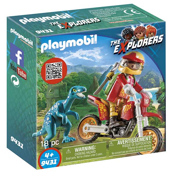 Playmobil 9431 Dinos Motocicleta Com Velociraptor - Imagem 1