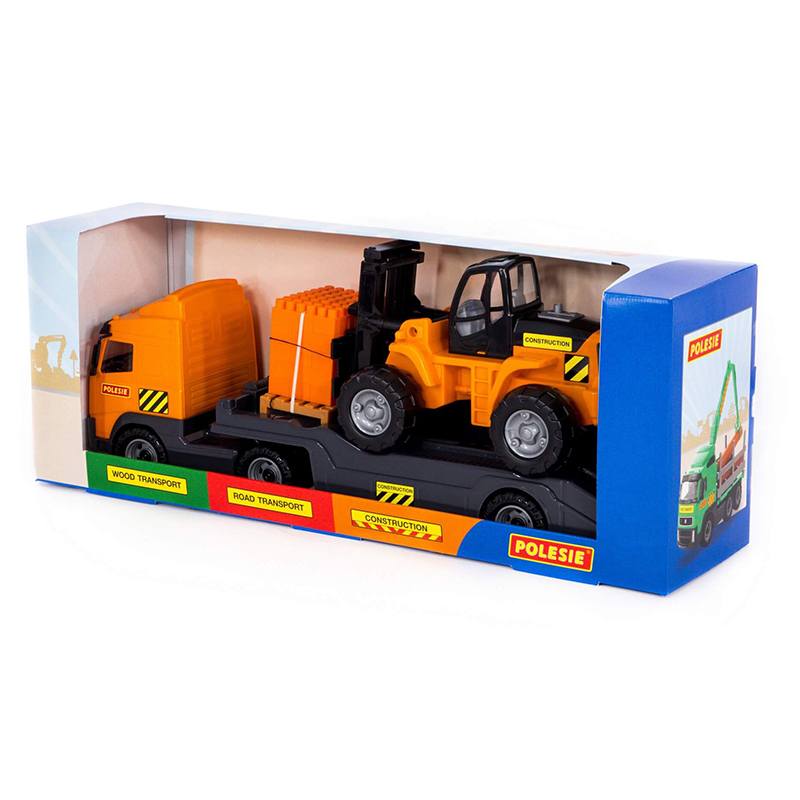 Camión trailer con remolque y máquina elevadora - Imagen 2