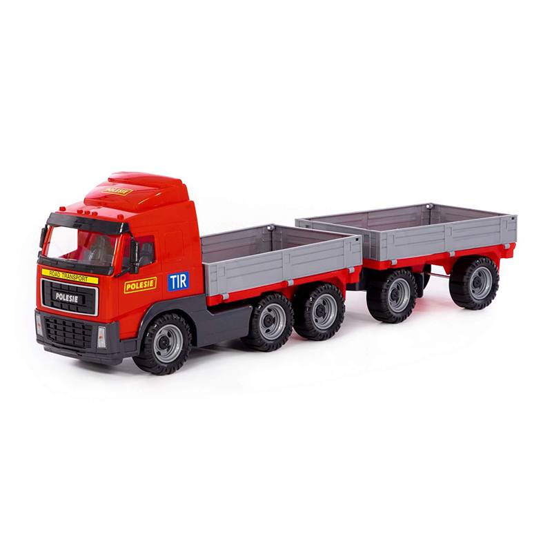 Camión de plataforma con remolque