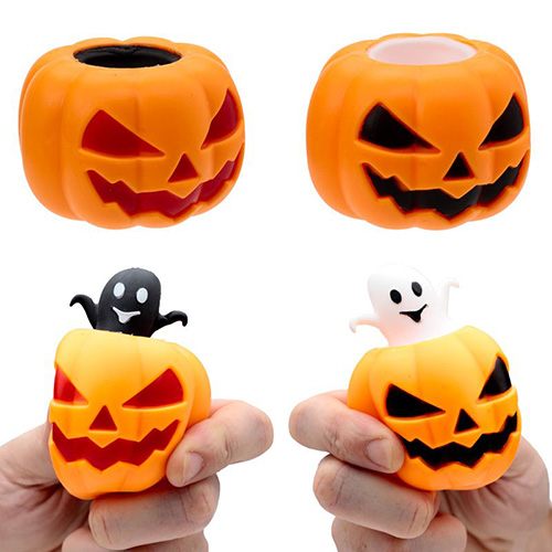 Calabaza Estrujable con Fantasma Elástico - Imagen 1