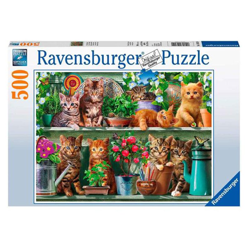 Puzzle 500p Gatos na Estante
