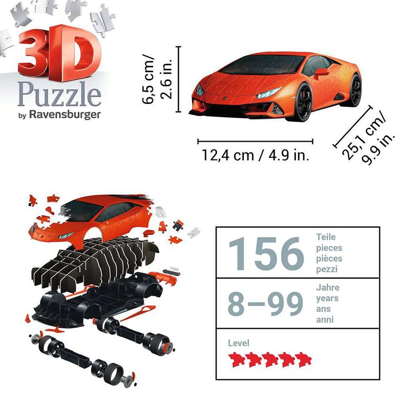 Puzzle 3D Lamborghini Huracán EVO 156p - Imagen 3