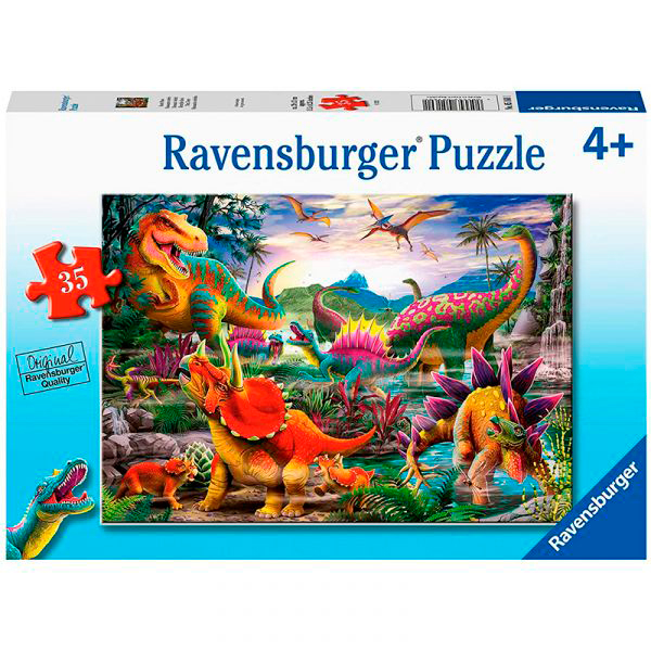 Puzzle Infantil 35p Dinossauros Cores - Imagem 1