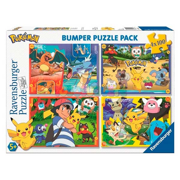Puzzle 4x100p Bumper Pack Pokémon - Imagen 1