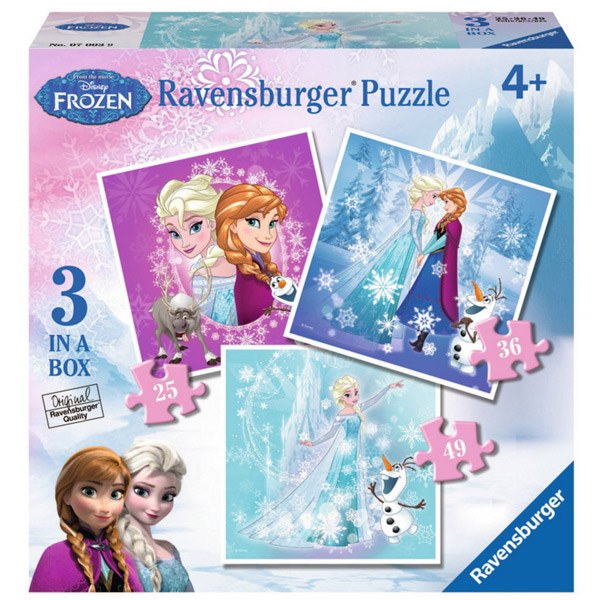 Puzzle 25+36+49 Frozen Invierno - Imagen 1
